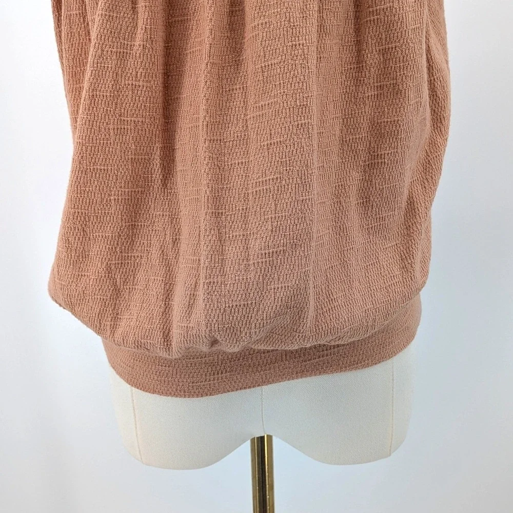 Boho Floral Lace Blouse Peach Gauze Top Free People XS Banded Hem Soft‎ Summer
